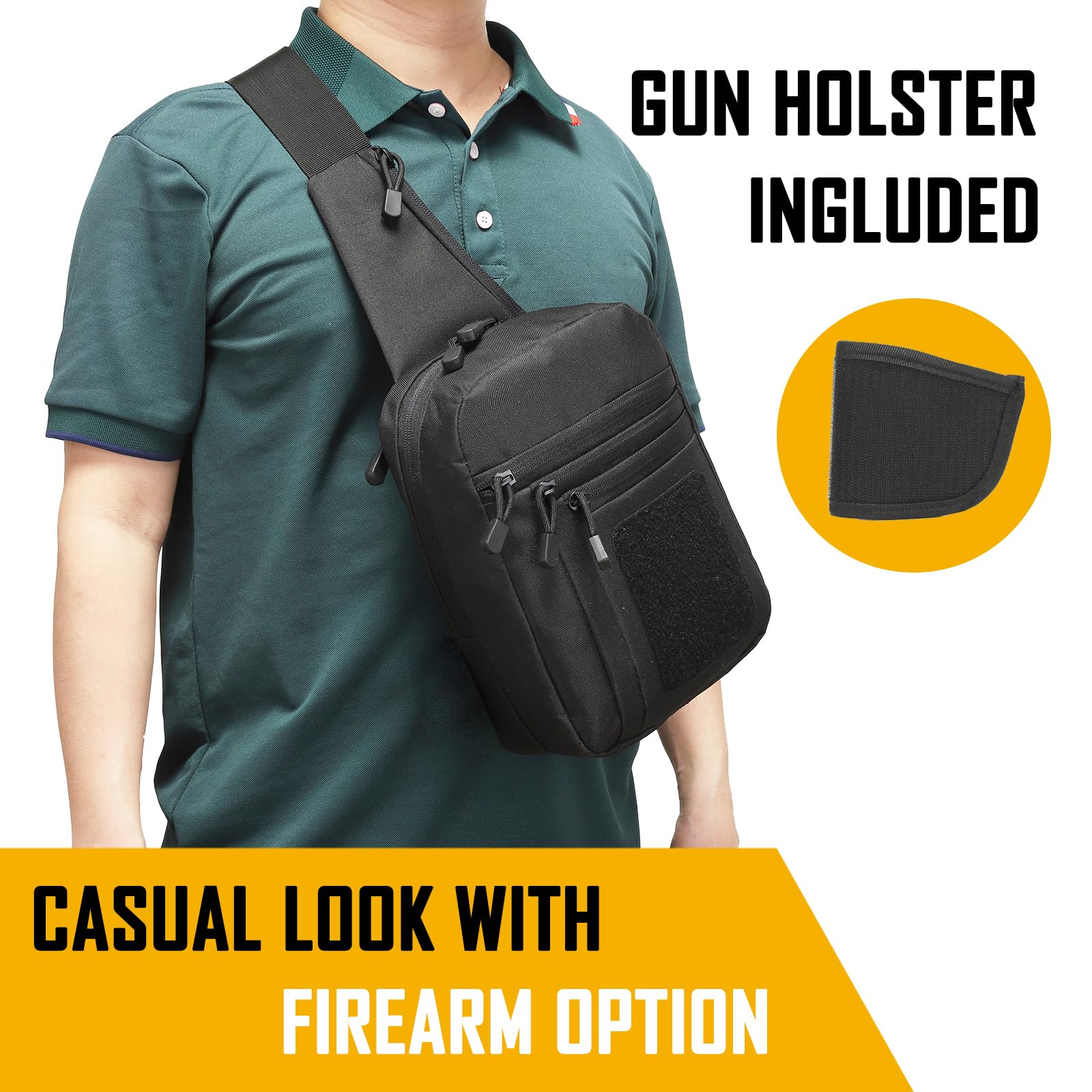 Edc Concealed Carry Sling Bag - حقيبة كروس مخفية للرجال، حقيبة حبال